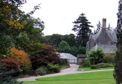 Lingholm in 2009 with the greenhouses that inspired Peter Rabbit to the left